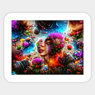 Universe Made of Flowers Art Sticker